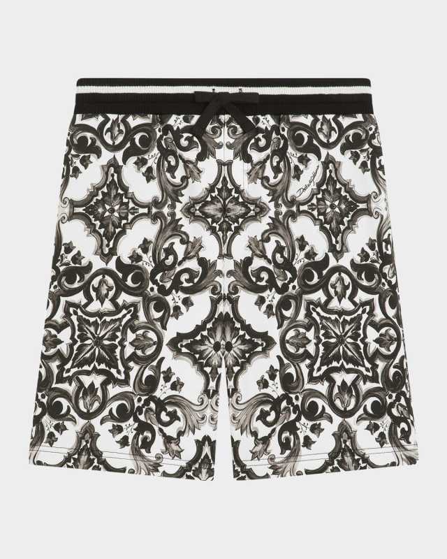 Boy's Maiolica-Print Shorts, Size 4-